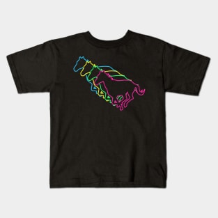 Horse 80s Neon Kids T-Shirt